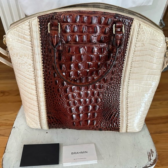 Large Duxbury Satchel Pecan Soriano by Brahmin - Picture 5 of 13